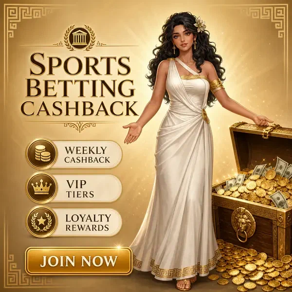 Elegante anfitriona presentando recompensas de apuestas deportivas en el cofre del tesoro de Sava Spin Casino