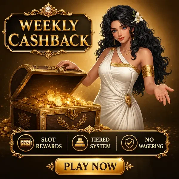 Elegante anfitriona revelando recompensas de tragaperras en el tesoro de Cashback Semanal y Sava Spin